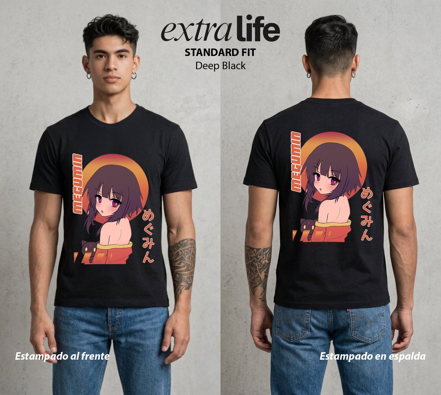 La Otra Vida del Heroe | La Explosion del Bien #02431 - Playera Standard Fit | Deep Black - Foto en modelo