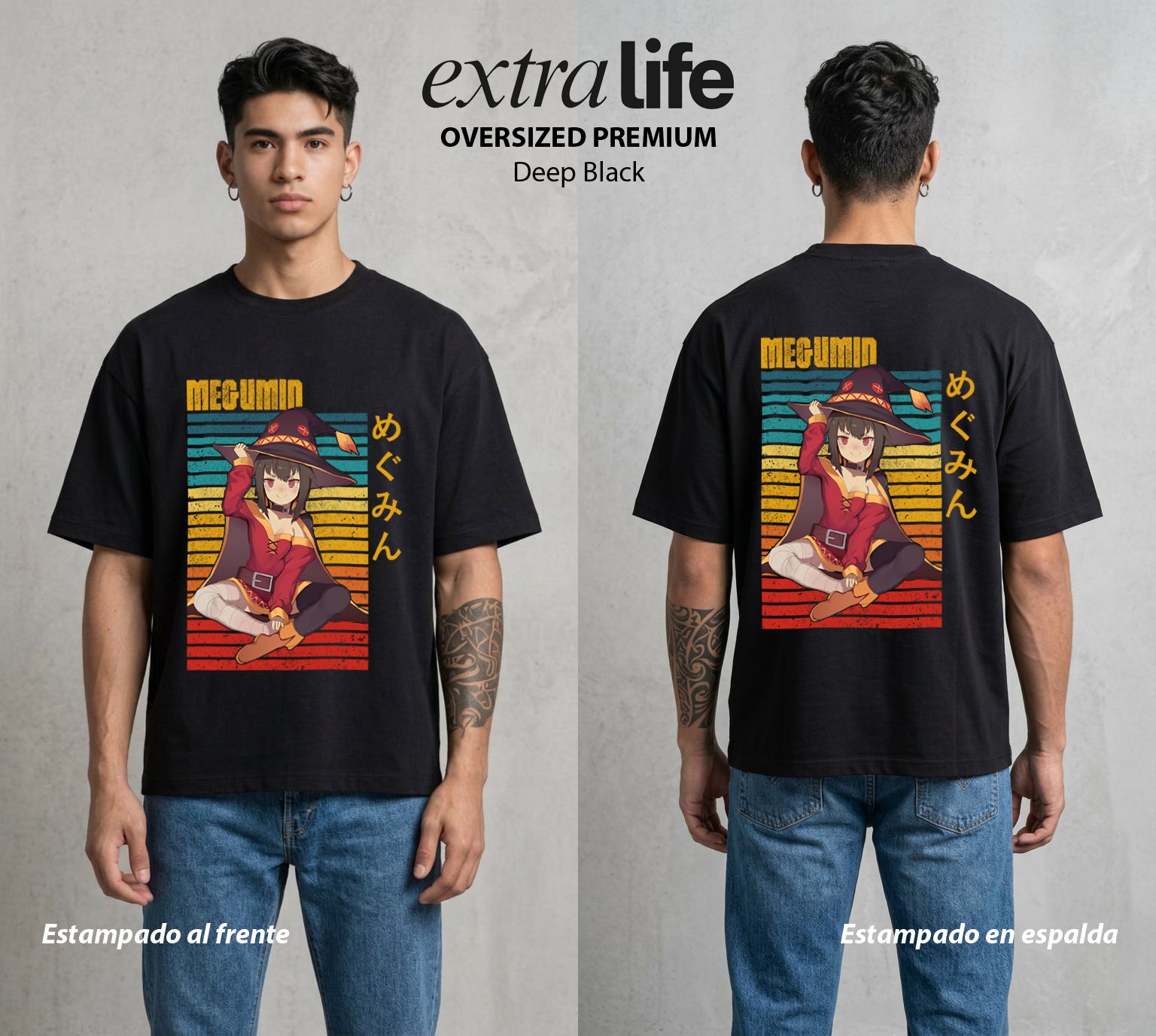 La Otra Vida del Heroe | La Maga sin Limite #02432 - Playera Oversized Premium | Deep Black - Foto en modelo