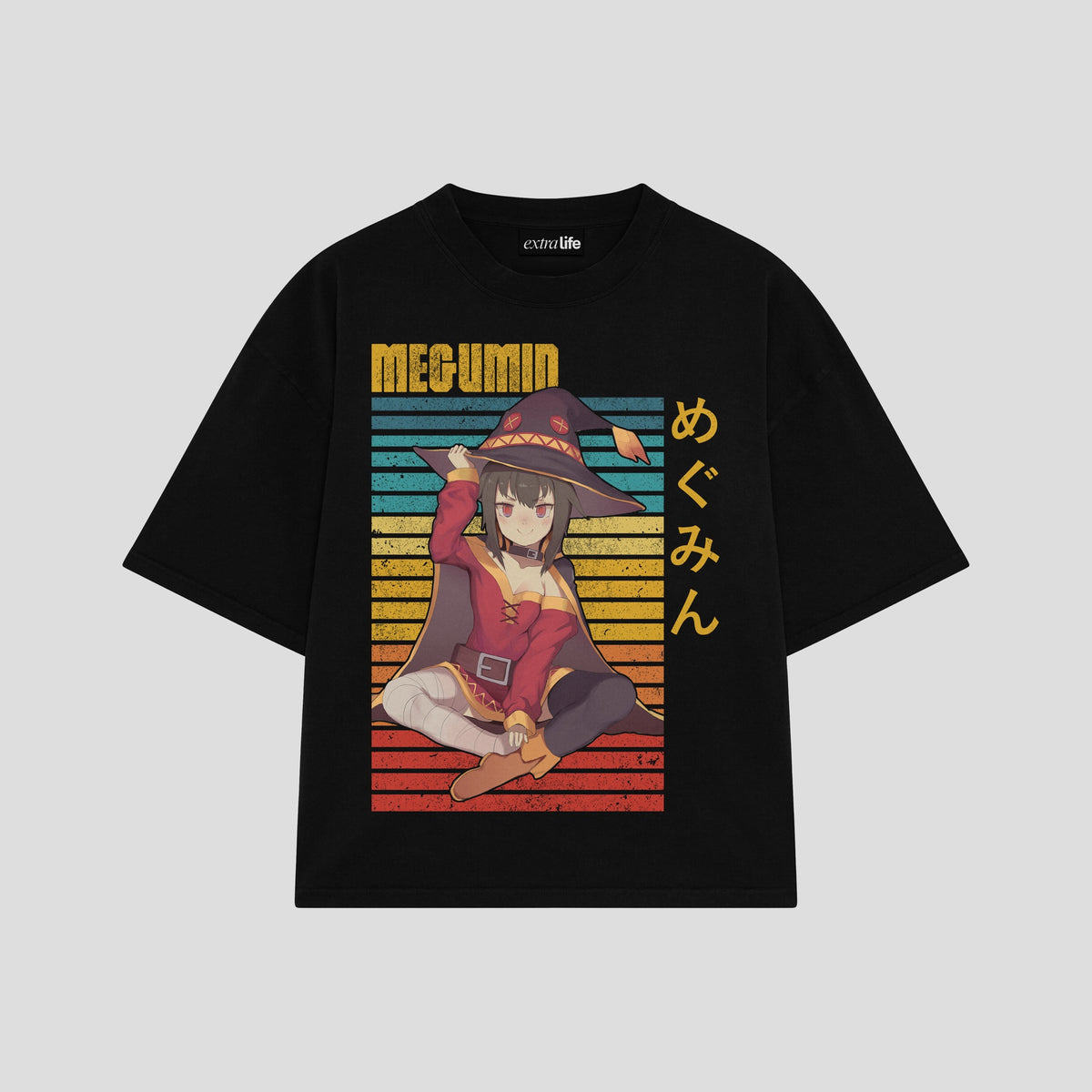 Playera streetwear premium de anime y gaming ExtraLife MX, corte oversized drop shoulder ligero y fresco en color Deep Black y Off-White, moda urbana mexicana de culto.