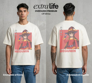 La Otra Vida del Heroe | El Boom del Bien #02433 - Playera Oversized Premium | Off White - Foto en modelo