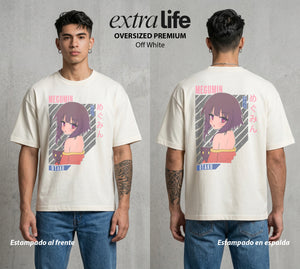 La Otra Vida del Heroe | El Boom del Bien #02436 - Playera Oversized Premium | Off White - Foto en modelo