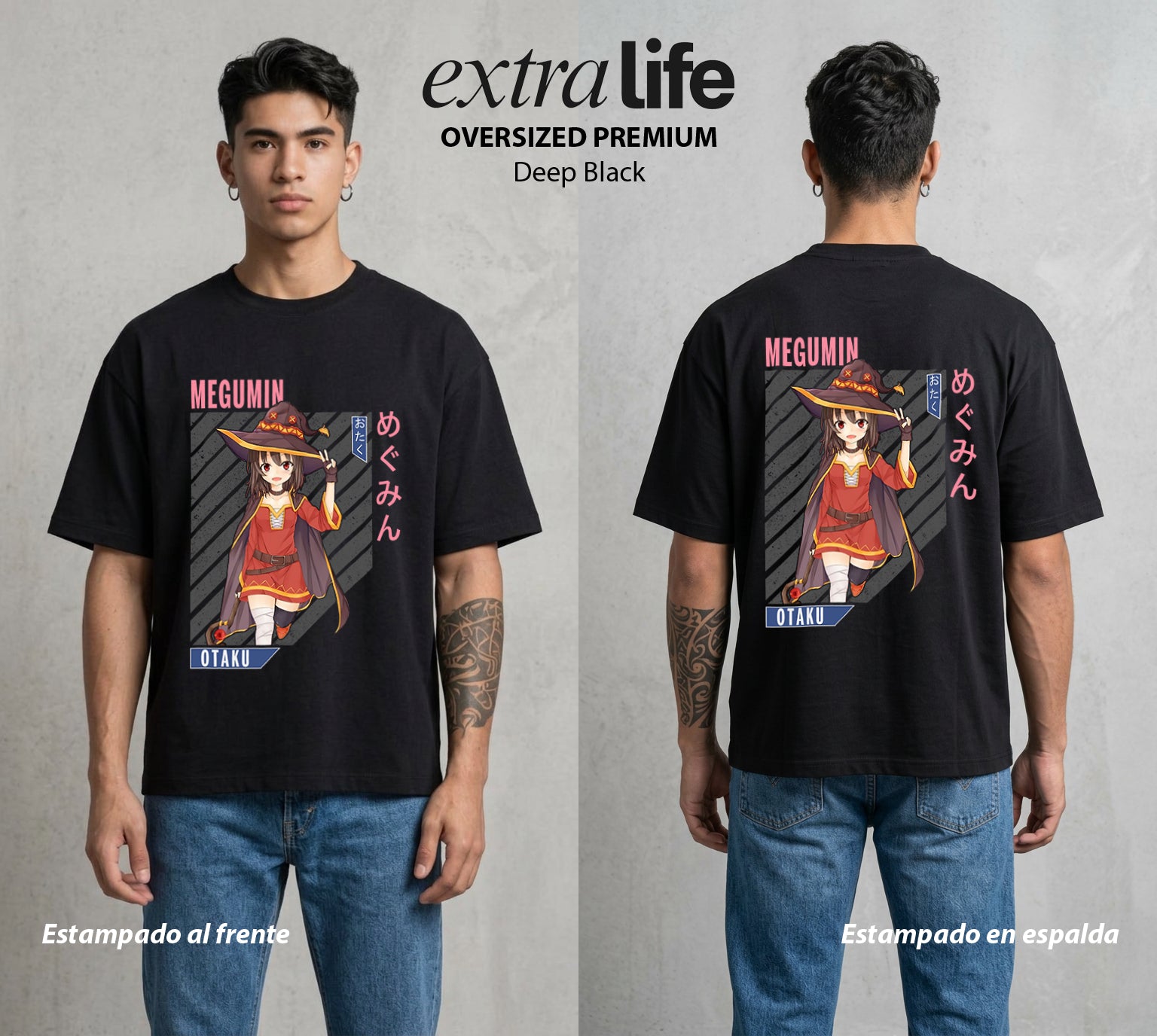 La Otra Vida del Heroe | La Explosion y Solo Explosion #02437 - Playera Oversized Premium | Deep Black - Foto en modelo