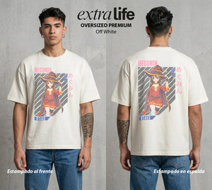 La Otra Vida del Heroe | La Explosion y Solo Explosion #02437 - Playera Oversized Premium | Off White - Foto en modelo