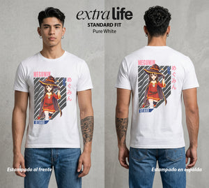 La Otra Vida del Heroe | La Explosion y Solo Explosion #02437 - Playera Standard Fit | Pure White - Foto en modelo