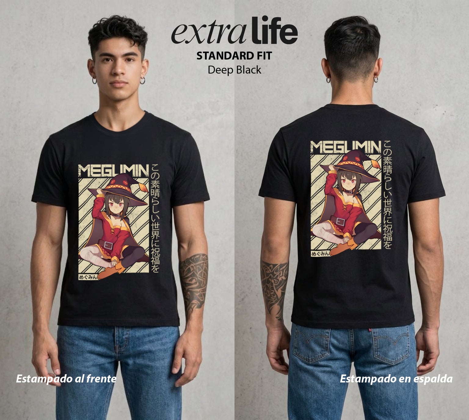 La Otra Vida del Heroe | La Unica Magia del Mundo #02441 - Playera Standard Fit | Deep Black - Foto en modelo