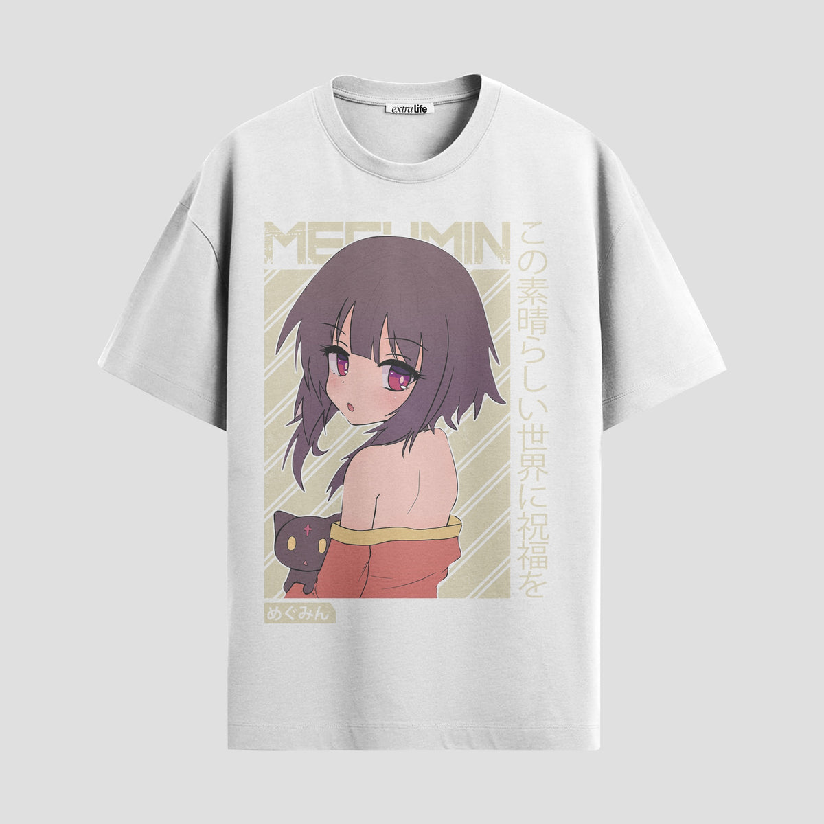 Playera urbana de anime y gaming ExtraLife MX, corte Classic Premium unisex ligero y transpirable en color Deep Black y Pure White, ropa de uso diario para gym y casual.