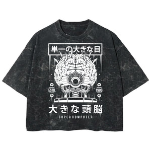 Playera streetwear premium de anime y gaming ExtraLife MX, corte boxy deluxe mineral wash heavyweight en color Acid Wash, moda urbana mexicana de culto.