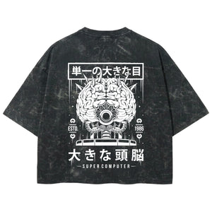 Playera streetwear premium de anime y gaming ExtraLife MX, corte boxy deluxe mineral wash heavyweight en color Acid Wash, moda urbana mexicana de culto.