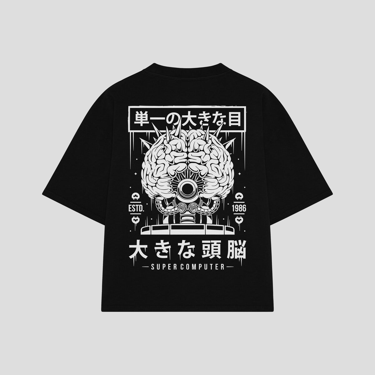Playera streetwear premium de anime y gaming ExtraLife MX, corte oversized drop shoulder ligero y fresco en color Deep Black y Off-White, moda urbana mexicana de culto.