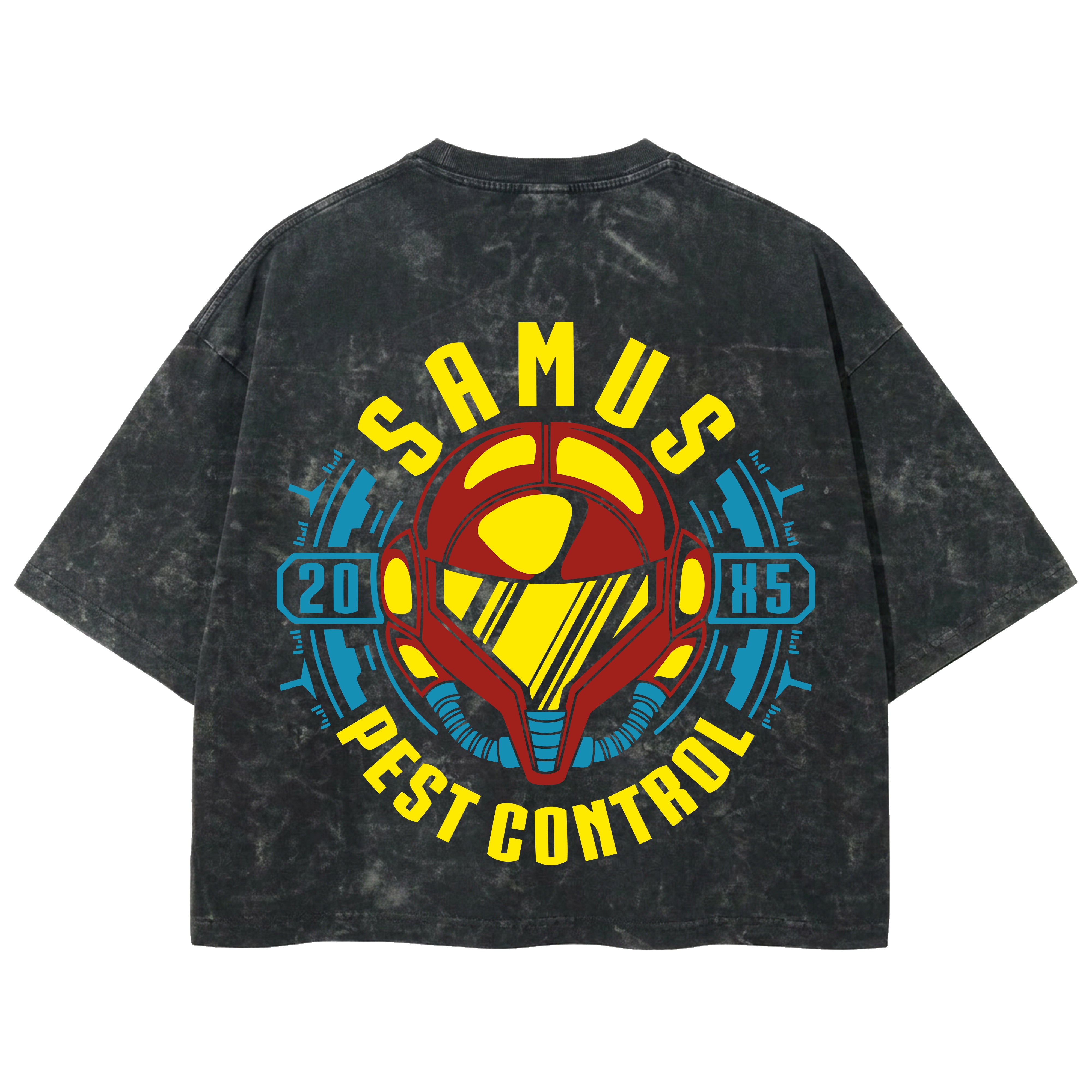 Playera streetwear premium de anime y gaming ExtraLife MX, corte boxy deluxe mineral wash heavyweight en color Acid Wash, moda urbana mexicana de culto.