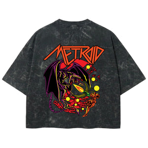 Playera streetwear premium de anime y gaming ExtraLife MX, corte boxy deluxe mineral wash heavyweight en color Acid Wash, moda urbana mexicana de culto.