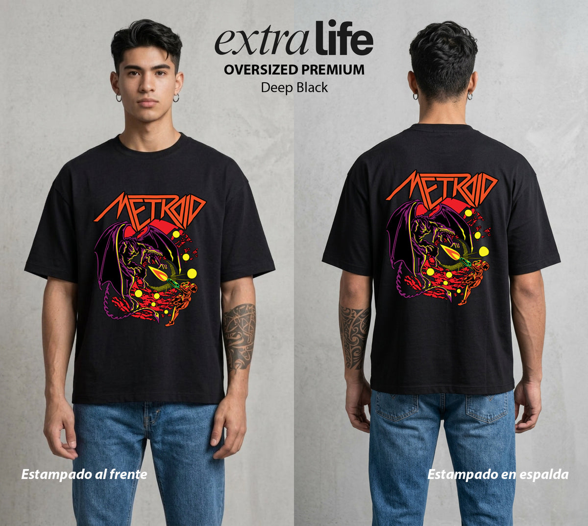 La Cazadora Intergalactica | El Poder del Traje #02447 - Playera Oversized Premium | Deep Black - Foto en modelo