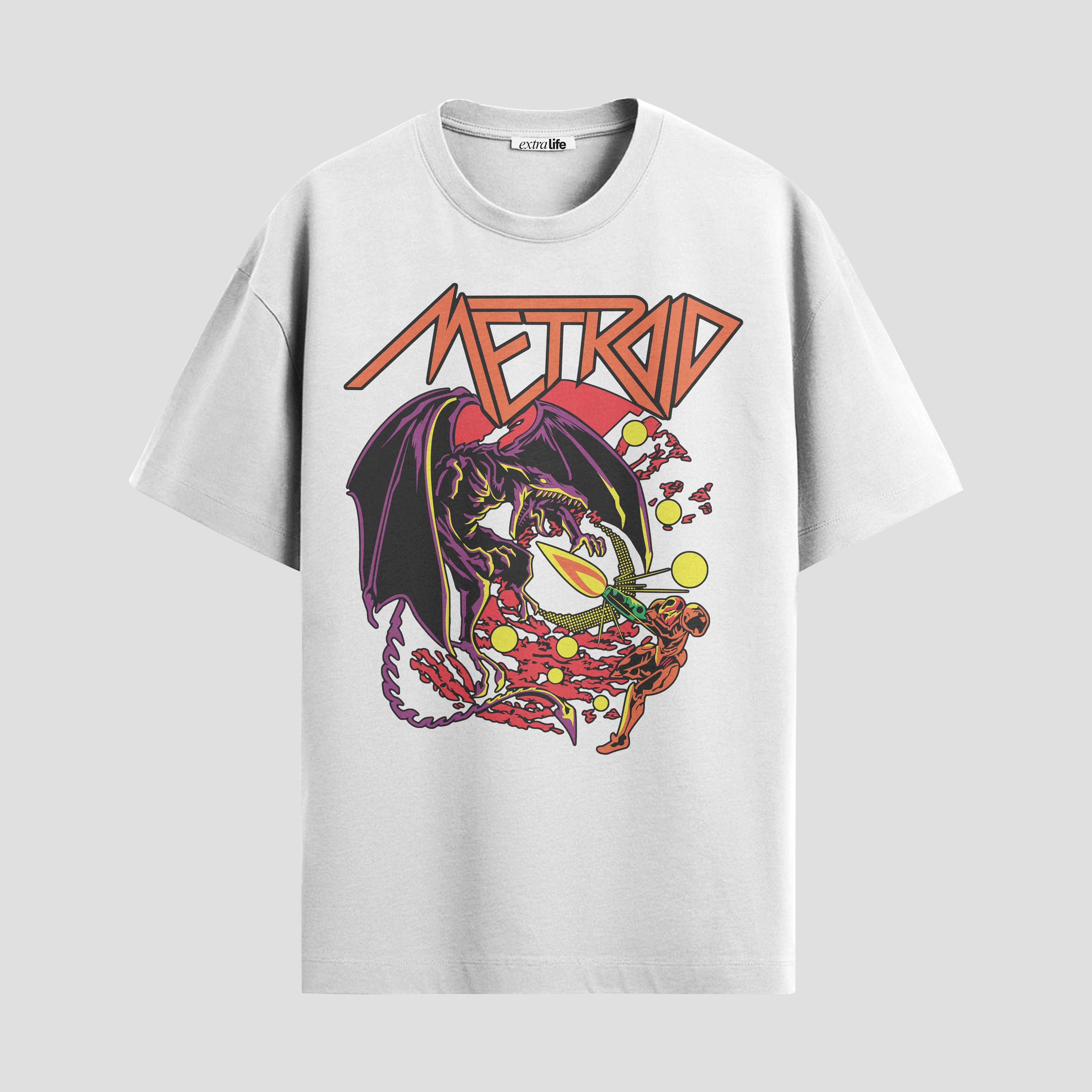Playera urbana de anime y gaming ExtraLife MX, corte Standard Fit unisex ligero y transpirable en color Deep Black y Pure White, ropa de uso diario para gym y casual.