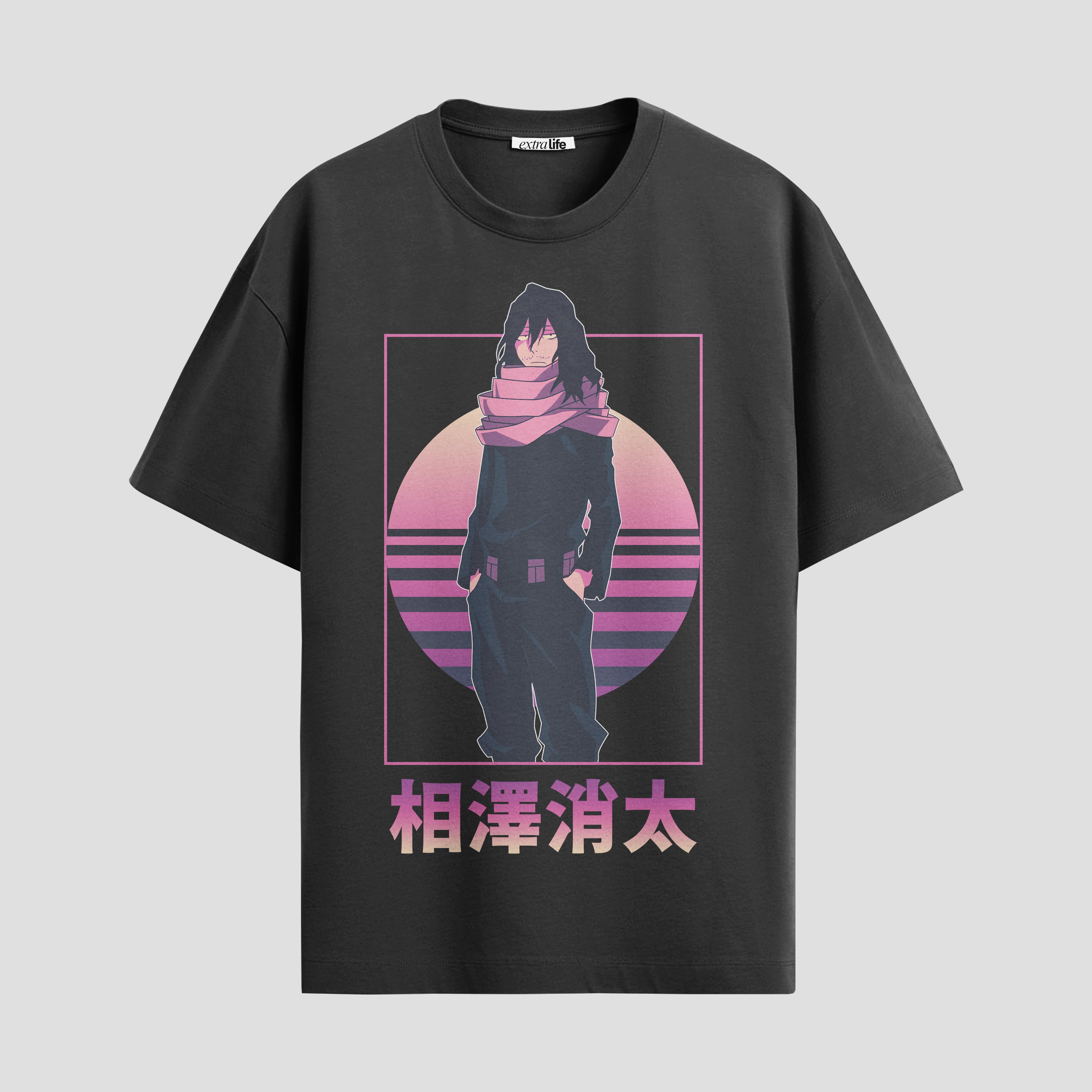 Playera urbana de anime y gaming ExtraLife MX, corte Standard Fit unisex ligero y transpirable en color Deep Black y Pure White, ropa de uso diario para gym y casual.