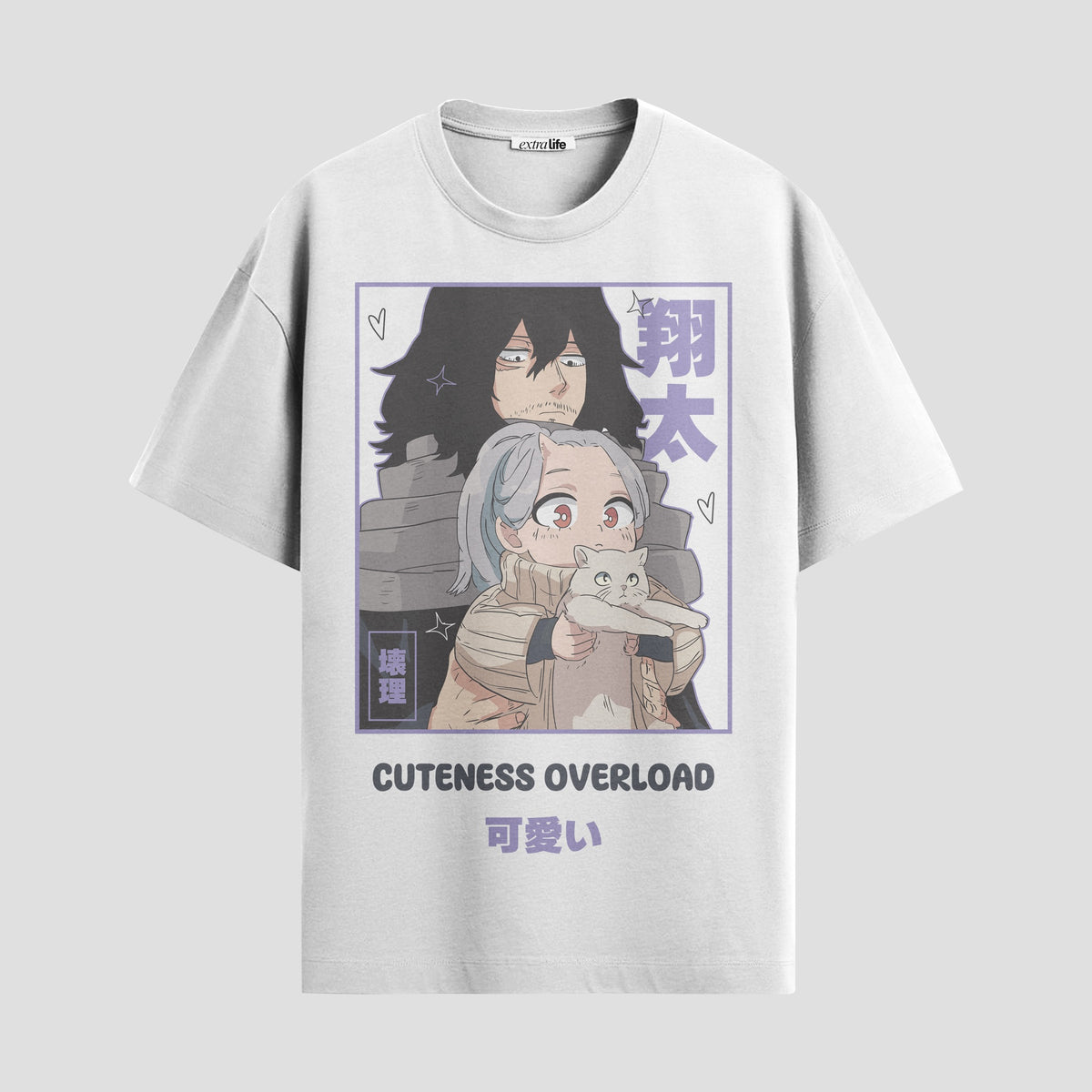 Playera urbana de anime y gaming ExtraLife MX, corte Classic Premium unisex ligero y transpirable en color Deep Black y Pure White, ropa de uso diario para gym y casual.