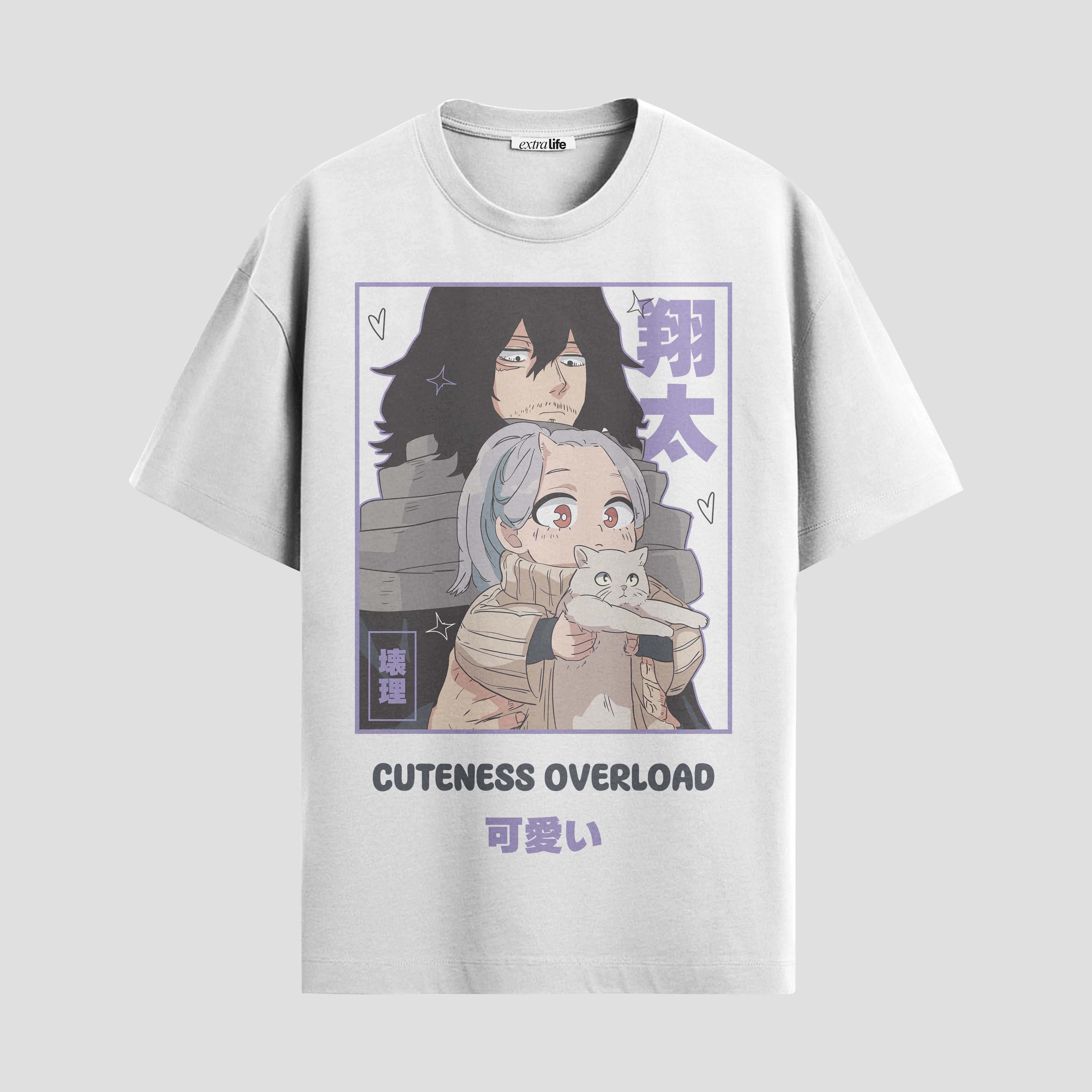 Playera urbana de anime y gaming ExtraLife MX, corte Standard Fit unisex ligero y transpirable en color Deep Black y Pure White, ropa de uso diario para gym y casual.