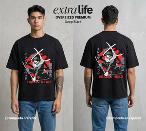 La Academia de Heroes | El Borrador de Poderes #02453 - Playera Oversized Premium | Deep Black - Foto en modelo