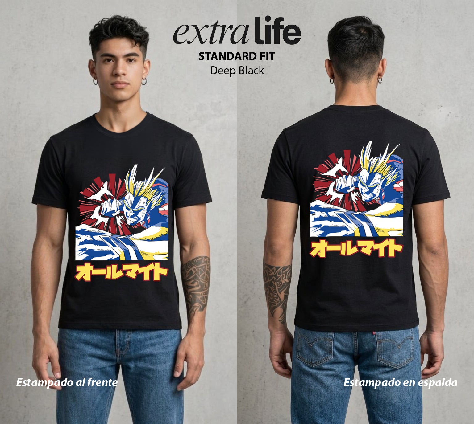 La Academia de Heroes | El Simbolo de la Paz #02454 - Playera Standard Fit | Deep Black - Foto en modelo