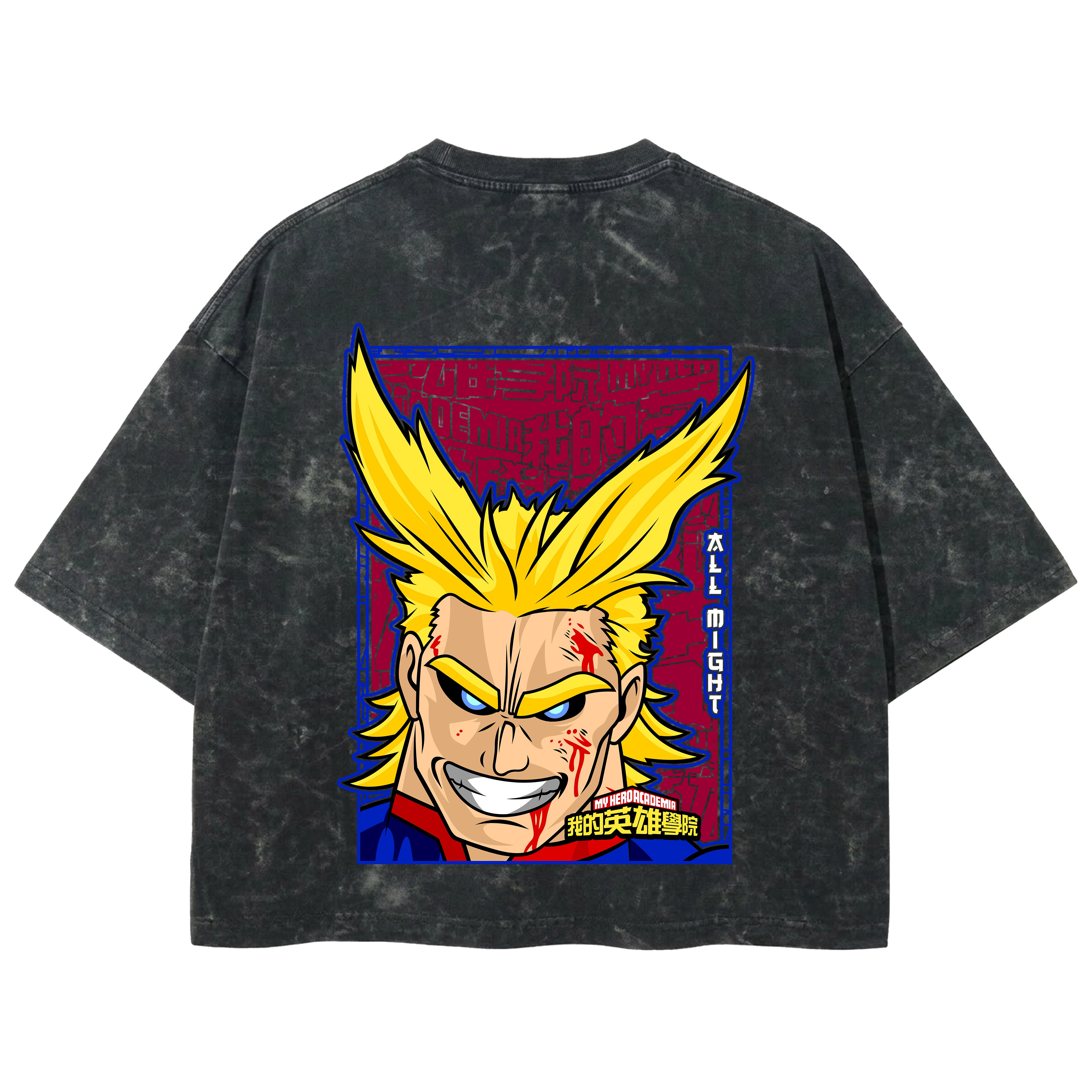 Playera streetwear premium de anime y gaming ExtraLife MX, corte boxy deluxe mineral wash heavyweight en color Acid Wash, moda urbana mexicana de culto.