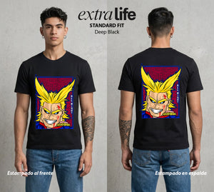 La Academia de Heroes | La Sonrisa del Heroe #02457 - Playera Classic Premium | Deep Black - Foto en modelo