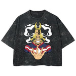 Playera streetwear premium de anime y gaming ExtraLife MX, corte boxy deluxe mineral wash heavyweight en color Acid Wash, moda urbana mexicana de culto.
