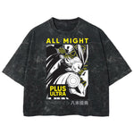 Playera streetwear premium de anime y gaming ExtraLife MX, corte boxy deluxe mineral wash heavyweight en color Acid Wash, moda urbana mexicana de culto.
