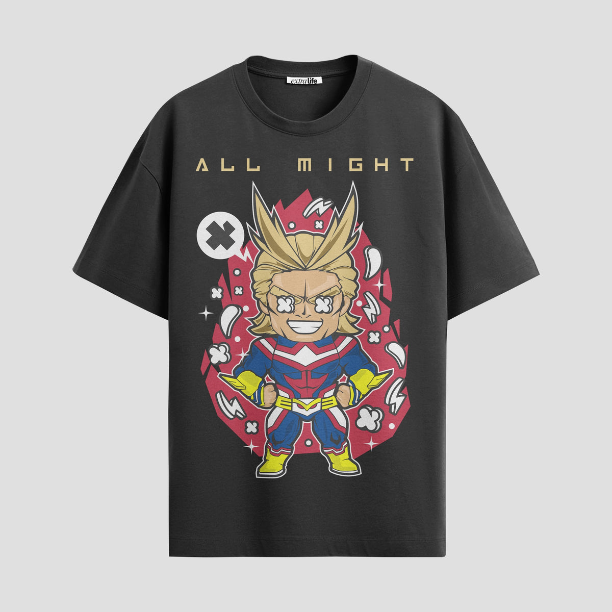 Playera urbana de anime y gaming ExtraLife MX, corte Classic Premium unisex ligero y transpirable en color Deep Black y Pure White, ropa de uso diario para gym y casual.