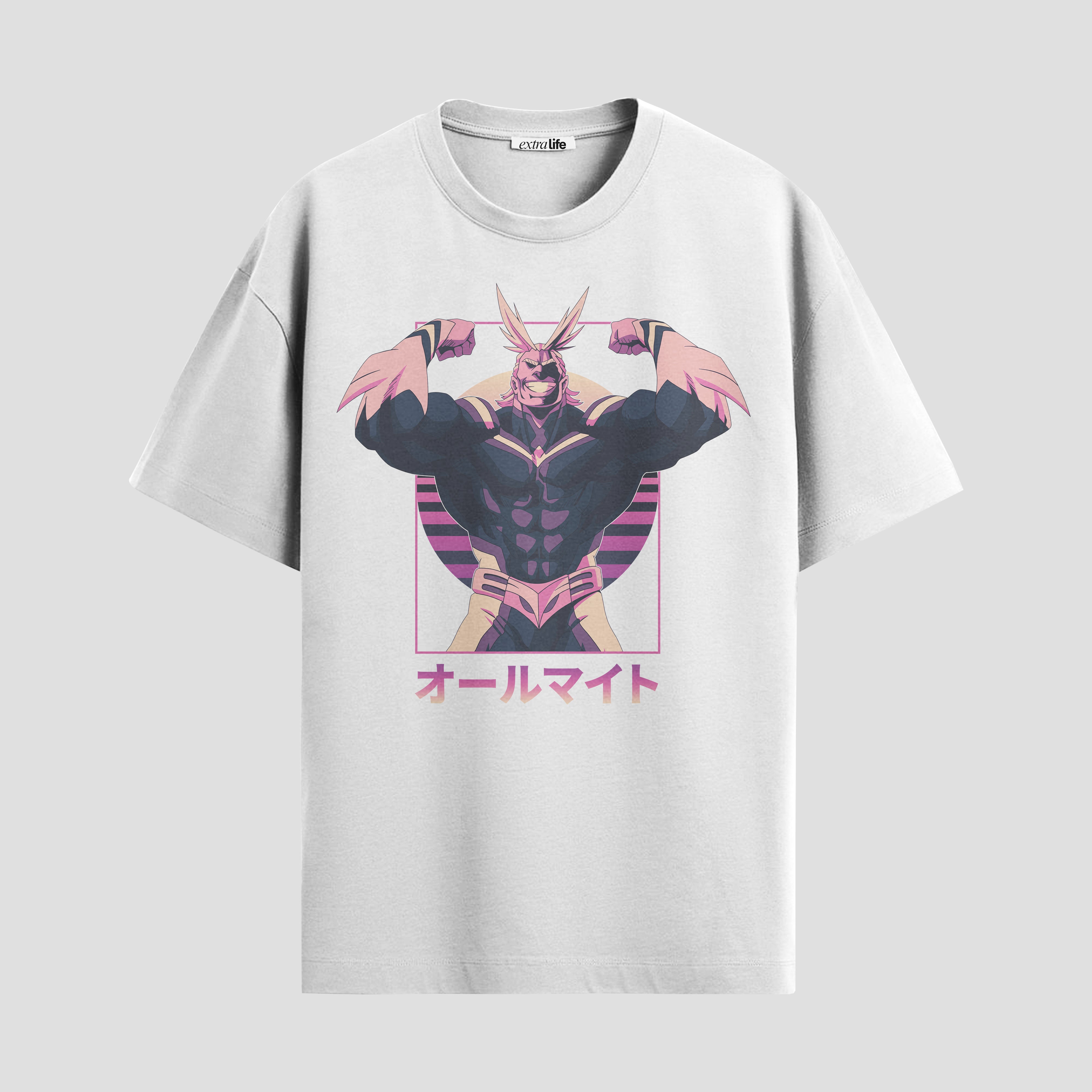 Playera urbana de anime y gaming ExtraLife MX, corte Standard Fit unisex ligero y transpirable en color Deep Black y Pure White, ropa de uso diario para gym y casual.