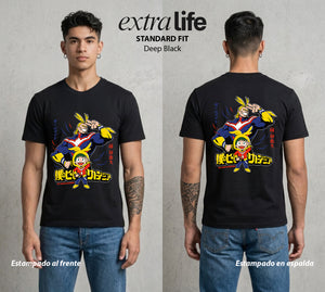 La Academia de Heroes | El Heredero del Simbolo #02463 - Playera Standard Fit | Deep Black - Foto en modelo