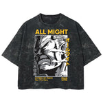 Playera streetwear premium de anime y gaming ExtraLife MX, corte boxy deluxe mineral wash heavyweight en color Acid Wash, moda urbana mexicana de culto.