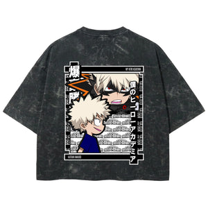 Playera streetwear premium de anime y gaming ExtraLife MX, corte boxy deluxe mineral wash heavyweight en color Acid Wash, moda urbana mexicana de culto.