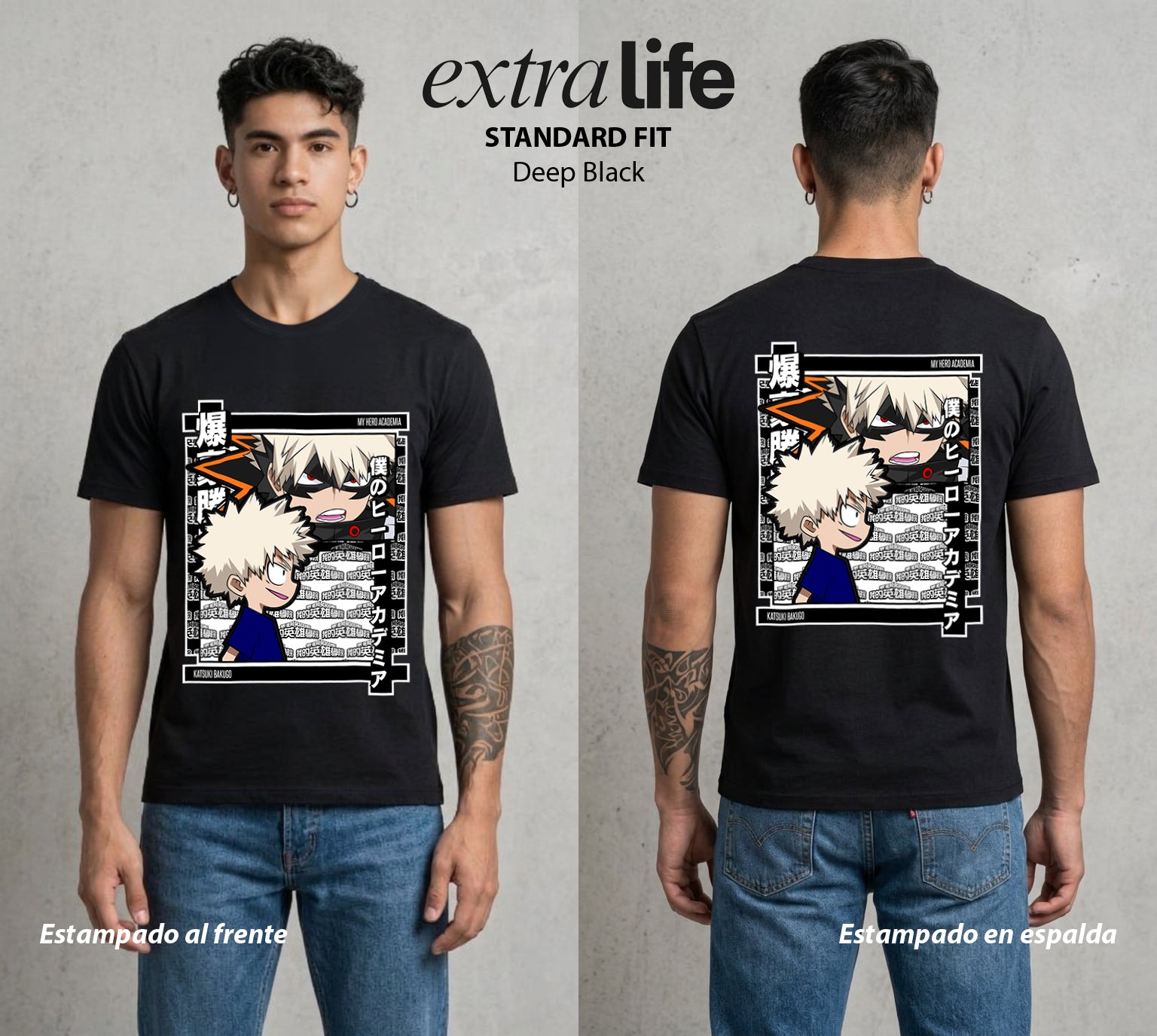 La Academia de Heroes | El Rival Explosivo #02468 - Playera Standard Fit | Deep Black - Foto en modelo