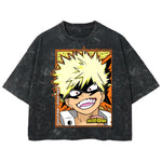 Playera streetwear premium de anime y gaming ExtraLife MX, corte boxy deluxe mineral wash heavyweight en color Acid Wash, moda urbana mexicana de culto.