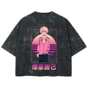 Playera streetwear premium de anime y gaming ExtraLife MX, corte boxy deluxe mineral wash heavyweight en color Acid Wash, moda urbana mexicana de culto.