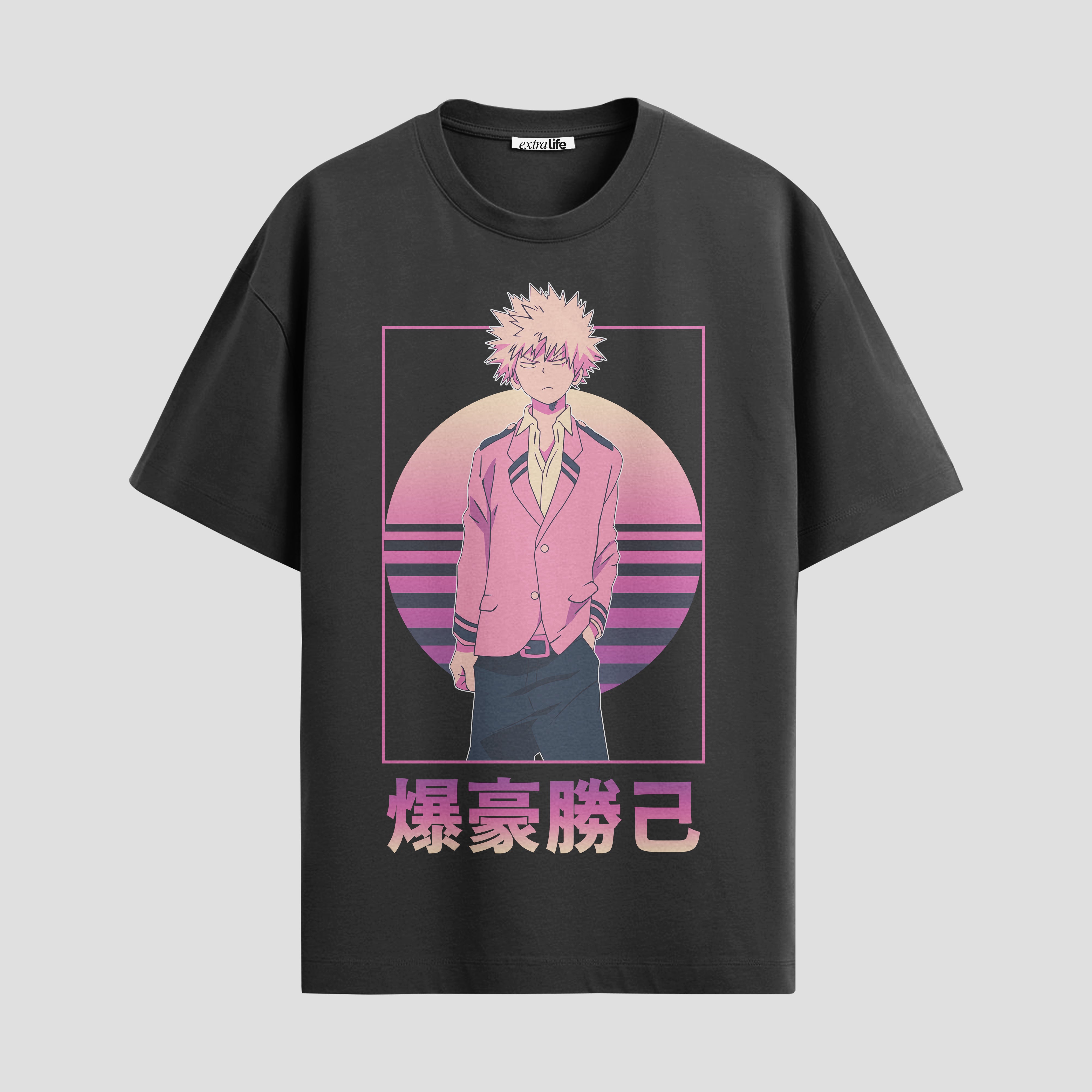Playera urbana de anime y gaming ExtraLife MX, corte Standard Fit unisex ligero y transpirable en color Deep Black y Pure White, ropa de uso diario para gym y casual.