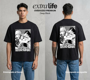 La Academia de Heroes | El Heroe Analista #02471 - Playera Oversized Premium | Deep Black - Foto en modelo