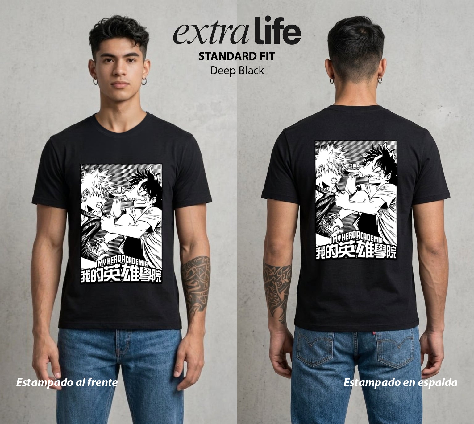 La Academia de Heroes | El Heroe Analista #02471 - Playera Standard Fit | Deep Black - Foto en modelo
