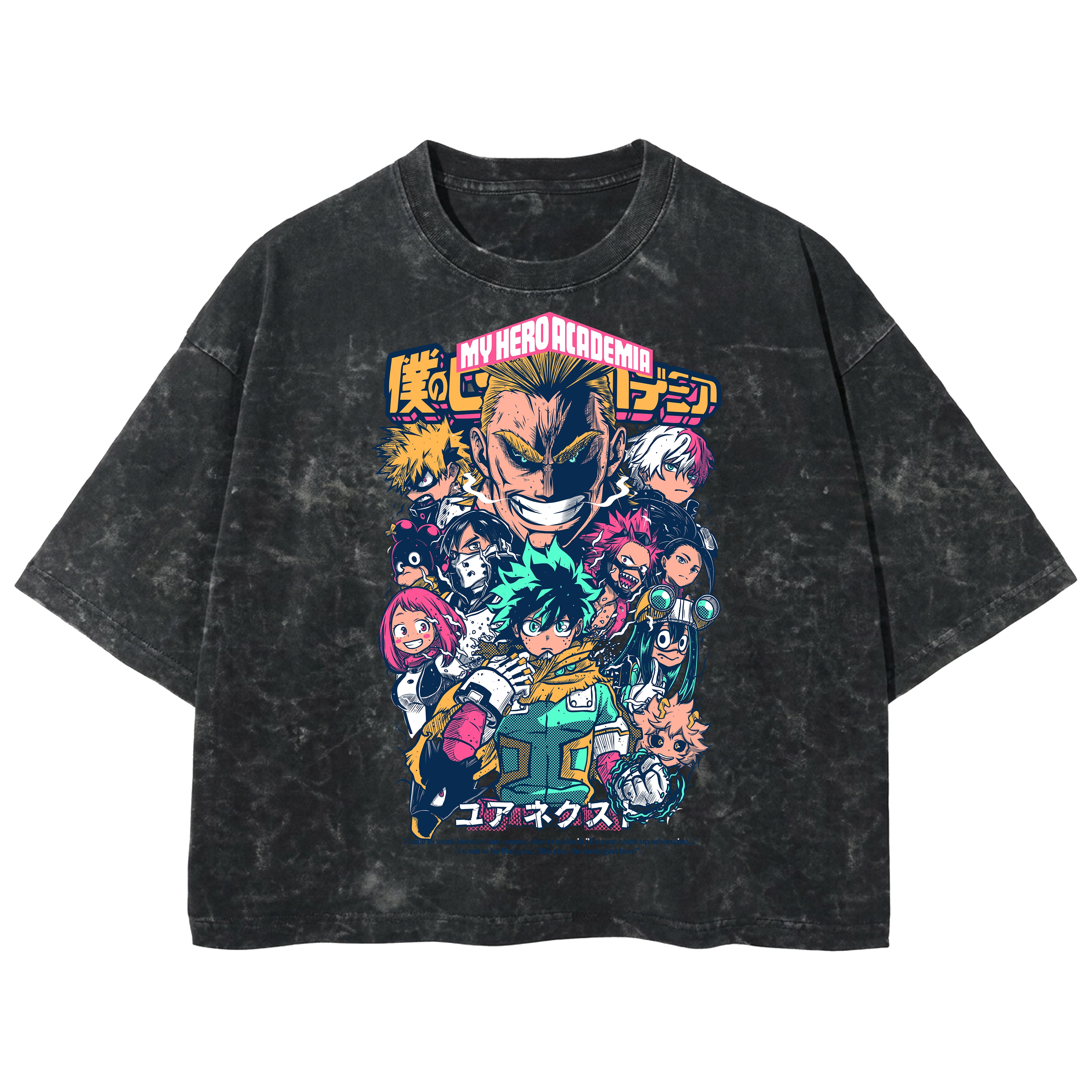 Playera streetwear premium de anime y gaming ExtraLife MX, corte boxy deluxe mineral wash heavyweight en color Acid Wash, moda urbana mexicana de culto.