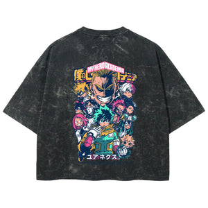 Playera streetwear premium de anime y gaming ExtraLife MX, corte boxy deluxe mineral wash heavyweight en color Acid Wash, moda urbana mexicana de culto.