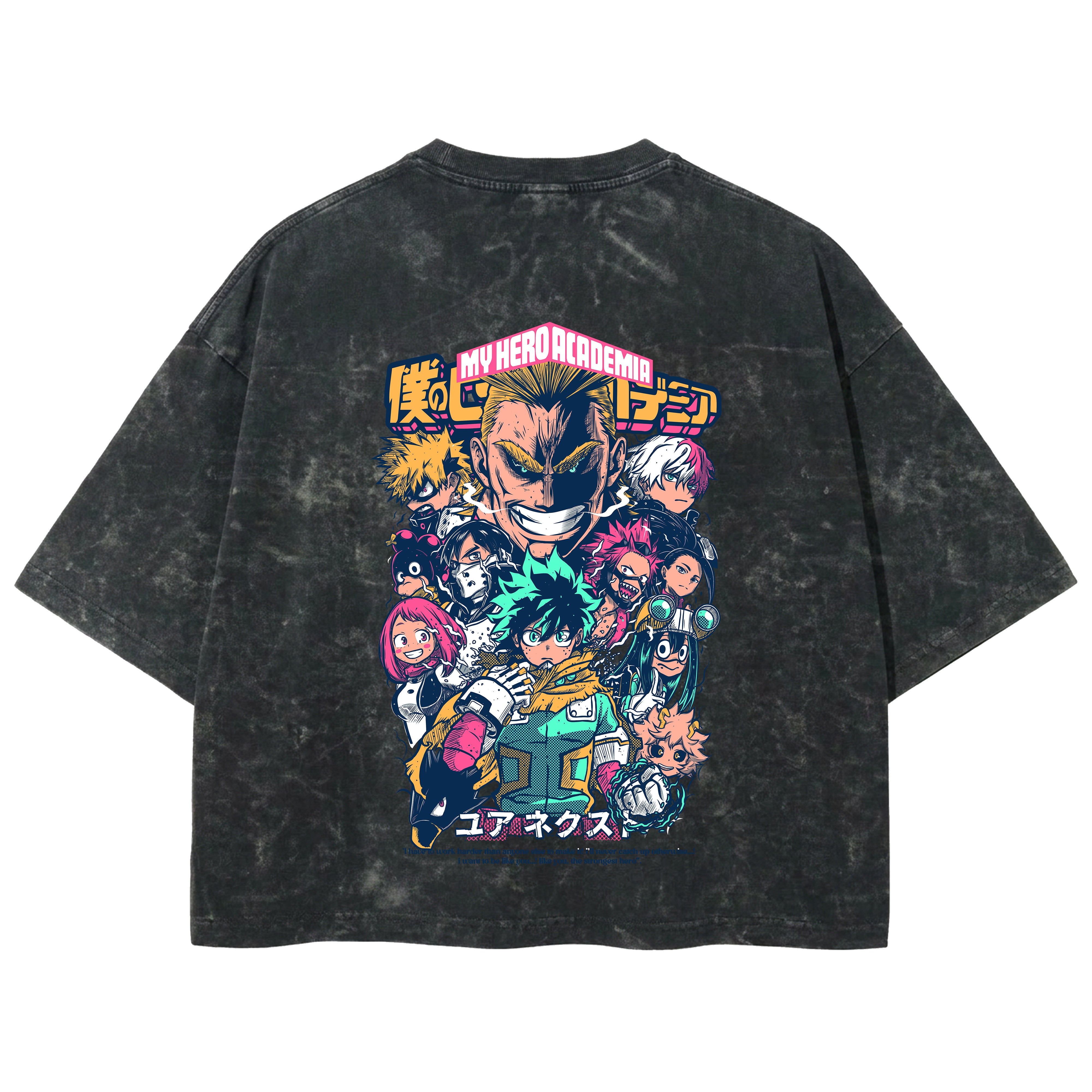 Playera streetwear premium de anime y gaming ExtraLife MX, corte boxy deluxe mineral wash heavyweight en color Acid Wash, moda urbana mexicana de culto.