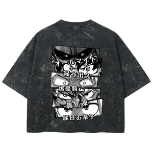 Playera streetwear premium de anime y gaming ExtraLife MX, corte boxy deluxe mineral wash heavyweight en color Acid Wash, moda urbana mexicana de culto.