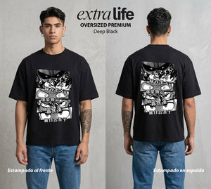 La Academia de Heroes | Los Ojos del Poder #02478 - Playera Oversized Premium | Deep Black - Foto en modelo