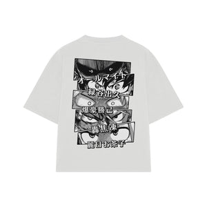 Playera streetwear premium de anime y gaming ExtraLife MX, corte oversized drop shoulder ligero y fresco en color Deep Black y Off-White, moda urbana mexicana de culto.