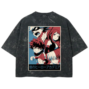 Playera streetwear premium de anime y gaming ExtraLife MX, corte boxy deluxe mineral wash heavyweight en color Acid Wash, moda urbana mexicana de culto.