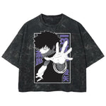 Playera streetwear premium de anime y gaming ExtraLife MX, corte boxy deluxe mineral wash heavyweight en color Acid Wash, moda urbana mexicana de culto.