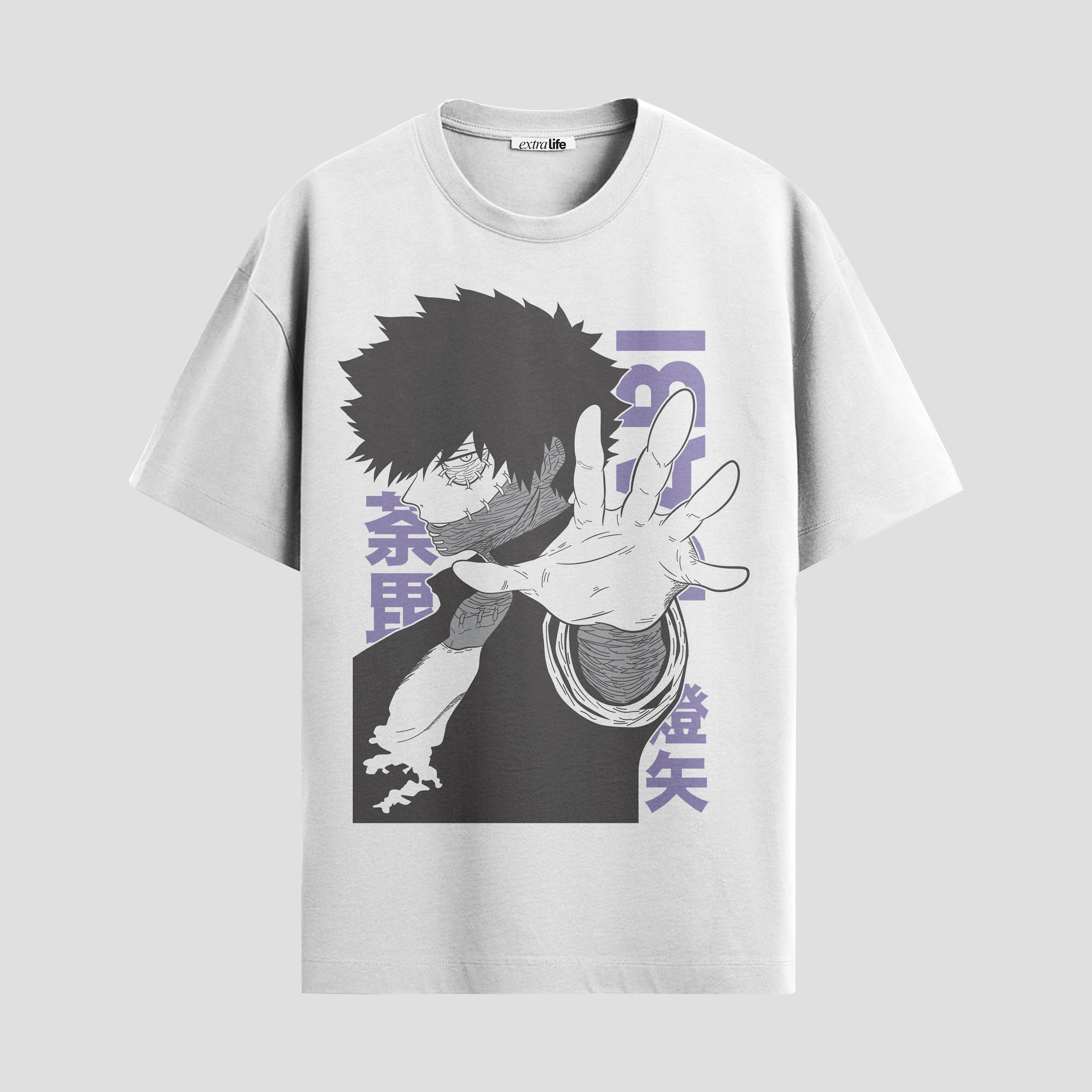 Playera urbana de anime y gaming ExtraLife MX, corte Standard Fit unisex ligero y transpirable en color Deep Black y Pure White, ropa de uso diario para gym y casual.