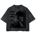 Playera streetwear premium de anime y gaming ExtraLife MX, corte boxy deluxe mineral wash heavyweight en color Acid Wash, moda urbana mexicana de culto.