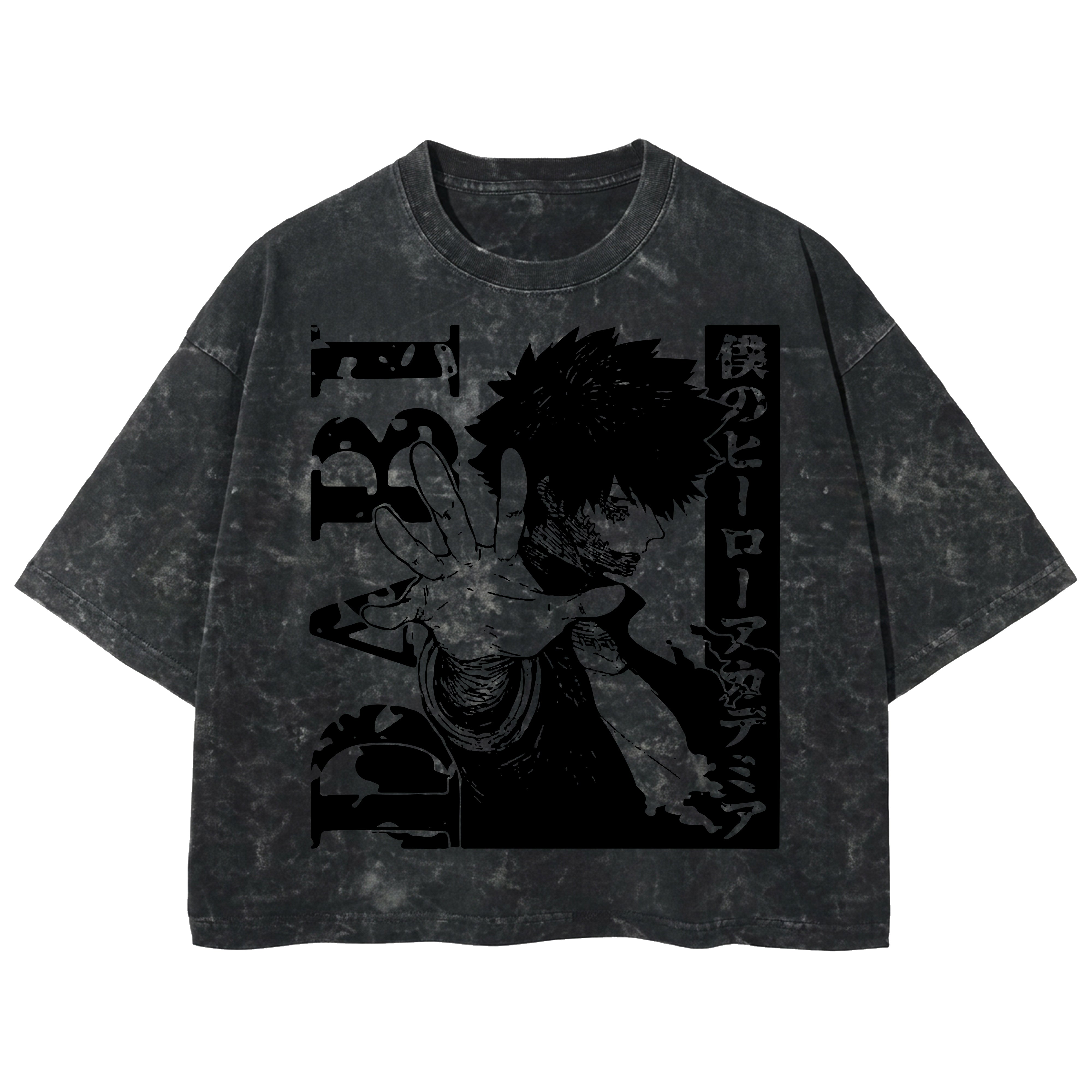 Playera streetwear premium de anime y gaming ExtraLife MX, corte boxy deluxe mineral wash heavyweight en color Acid Wash, moda urbana mexicana de culto.