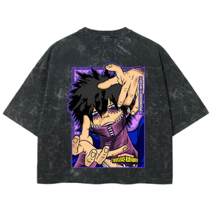 Playera streetwear premium de anime y gaming ExtraLife MX, corte boxy deluxe mineral wash heavyweight en color Acid Wash, moda urbana mexicana de culto.