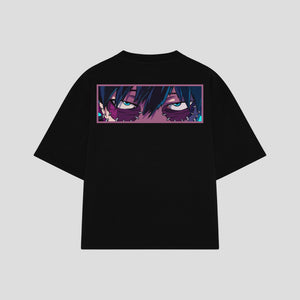 Playera streetwear premium de anime y gaming ExtraLife MX, corte oversized drop shoulder ligero y fresco en color Deep Black y Off-White, moda urbana mexicana de culto.